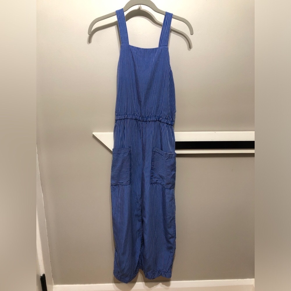 Gymboree blue striped girls jumpsuit, size girls 14